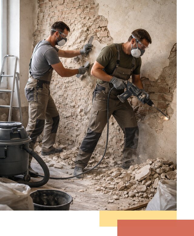 Демонтаж штукатурки со стен в белебее быстро и аккуратно