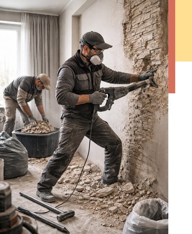 Демонтаж декоративного камня в белебее от 1479 руб/м² — быстро и недорого | ОТДЕЛОЧНИК-Блб