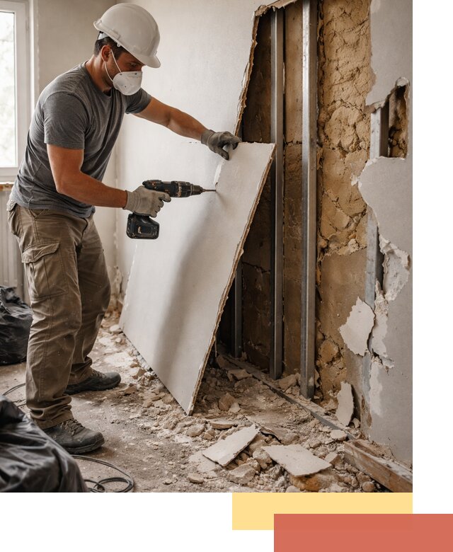 Демонтаж гипсокартона со стен в белебее качественно и быстро