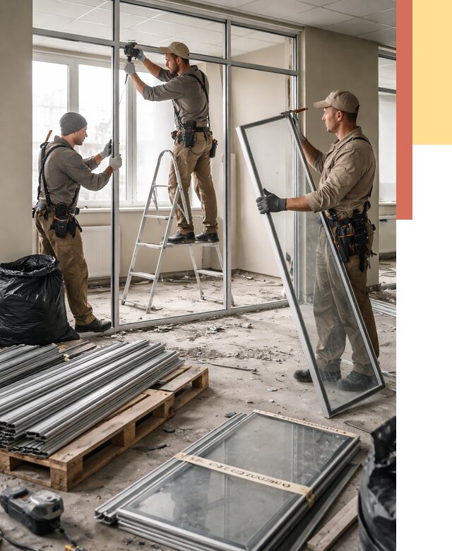 Демонтаж алюминиевых перегородок в белебее от 4284 руб. — быстро и недорого | ОТДЕЛОЧНИК-Блб