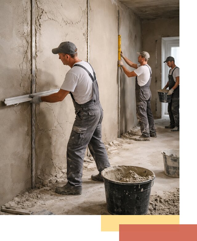 Штукатурка стен по маякам в белебее — точная и ровная поверхность