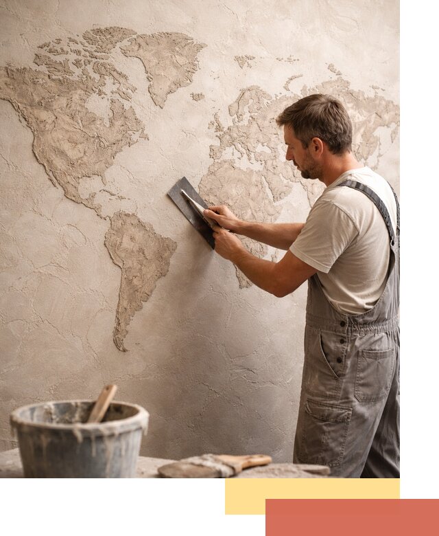 Декоративная штукатурка «Карта мира» под ключ в белебее