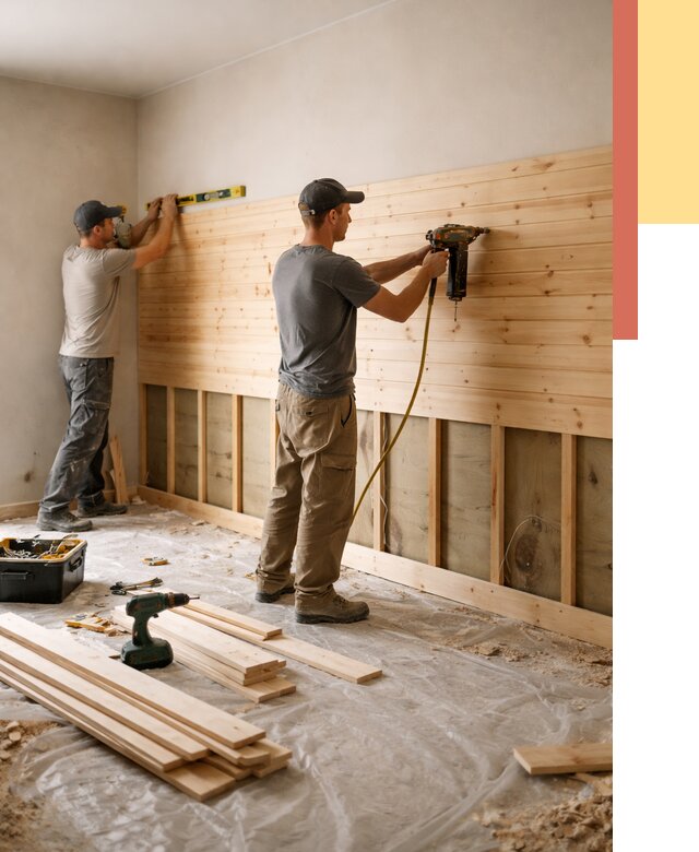 Монтаж деревянной вагонки на стены в белебее от 7651 руб. | Услуги монтажа вагонки | ОТДЕЛОЧНИК-Блб