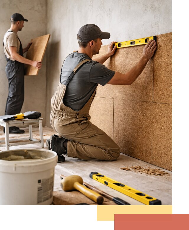 Монтаж пробковых панелей на стены в белебее быстро и качественно