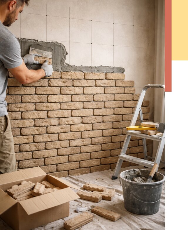 Монтаж декоративного кирпича в белебее от 3264 руб./м² — быстро и недорого | ОТДЕЛОЧНИК-Блб