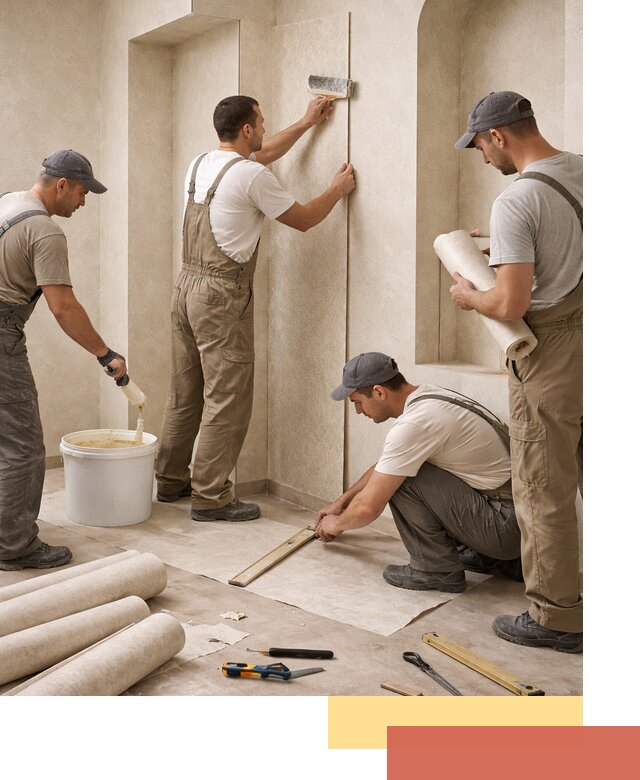 Поклейка обоев на сложные стены и неровные поверхности в белебее