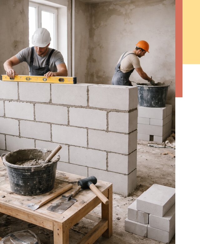 Кладка перегородок из газобетона в белебее от 3264 руб. под ключ | ОТДЕЛОЧНИК-Блб