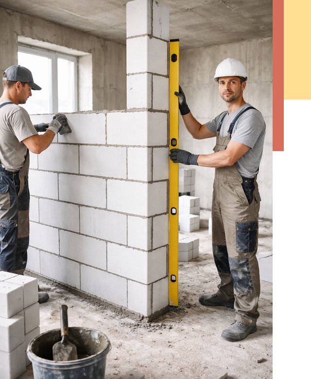 Кладка перегородок из пеноблока в белебее от 1836 руб. под ключ | ОТДЕЛОЧНИК-Блб