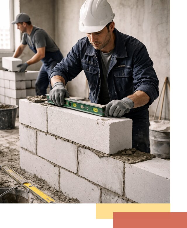 Кладка перегородок из пеноблока под ключ в белебее