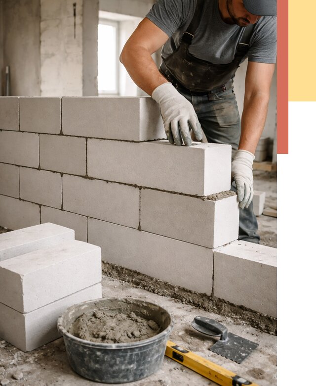 Кладка перегородок из силикатного блока в белебее от 4080 руб. под ключ | ОТДЕЛОЧНИК-Блб