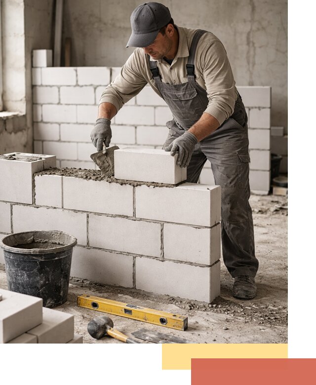 Кладка перегородок из силикатного блока в белебее