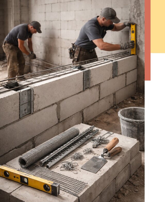 Армирование кладки перегородок в белебее от 765 руб. под ключ | ОТДЕЛОЧНИК-Блб