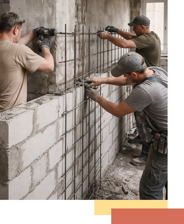 Армирование кладки перегородок в белебее профессионально и надёжно