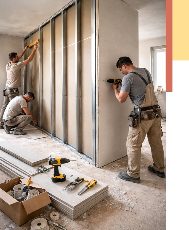 Монтаж однослойной перегородки из гипсокартона в белебее от 663 руб. | ОТДЕЛОЧНИК-Блб