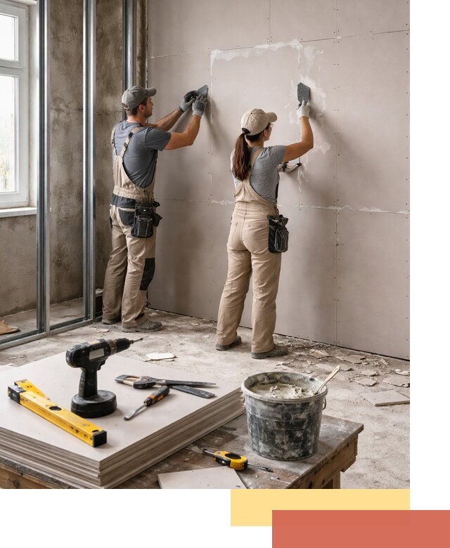 Монтаж двухслойной перегородки из гипсокартона в белебее