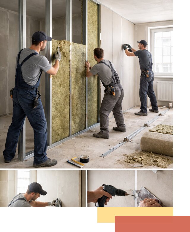 Перегородка из гипсокартона с шумоизоляцией в белебее — монтаж под ключ