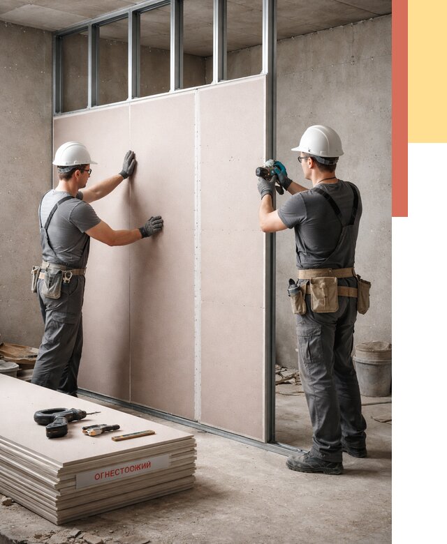 Перегородка из огнестойкого гипсокартона в белебее от 1887 руб. под ключ | ОТДЕЛОЧНИК-Блб