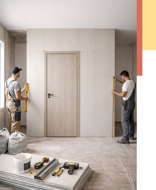 Перегородка из гипсокартона с дверью в белебее от 4590 руб. под ключ | ОТДЕЛОЧНИК-Блб