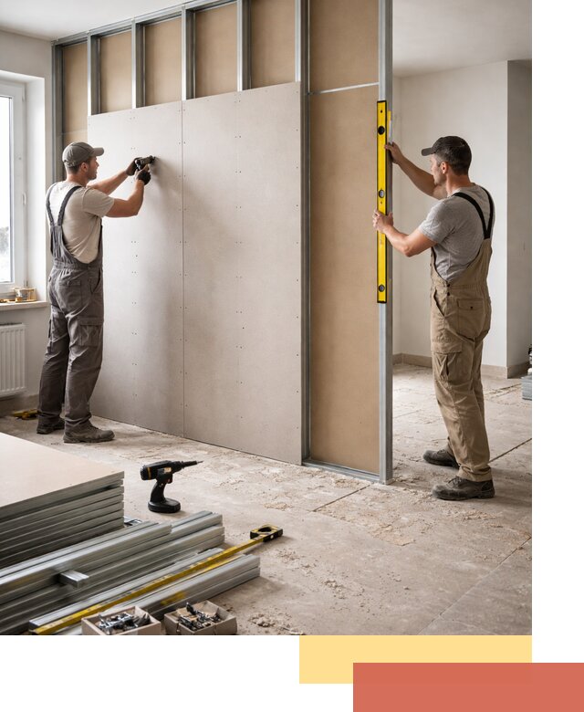 Зонирующая перегородка из гипсокартона под ключ в белебее