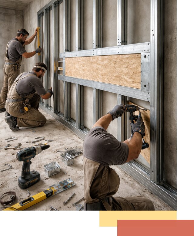 Усиленная перегородка для крепления тяжёлых конструкций в белебее