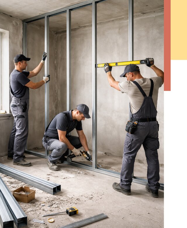 Монтаж каркаса перегородки из профиля в белебее от 765 руб. | ОТДЕЛОЧНИК-Блб