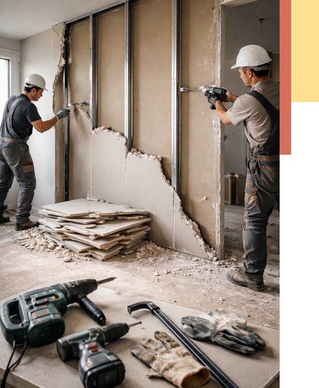 Демонтаж перегородки из гипсокартона в белебее от 1224 руб. быстро и недорого | ОТДЕЛОЧНИК-Блб