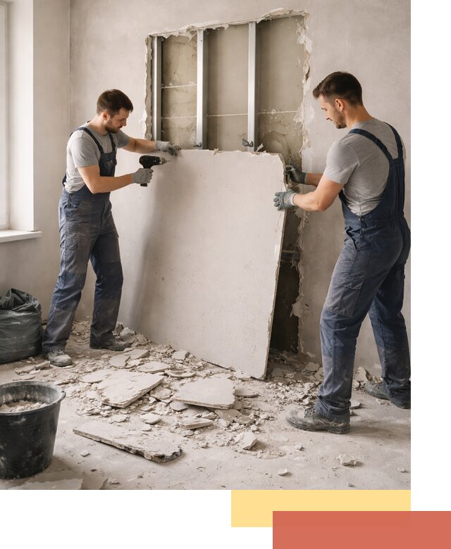 Демонтаж перегородки из гипсокартона в белебее быстрый и аккуратный