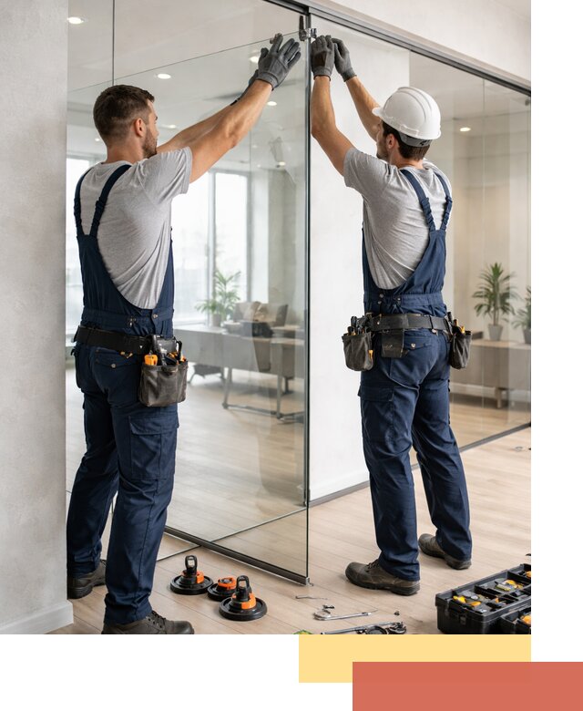 Безрамные стеклянные перегородки под ключ в белебее