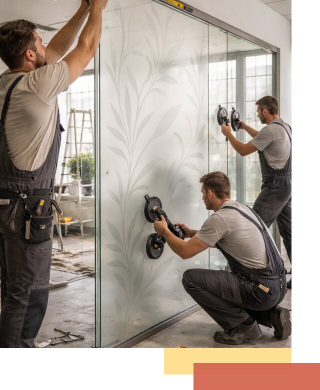 Стеклянные перегородки с рисунком на заказ в белебее