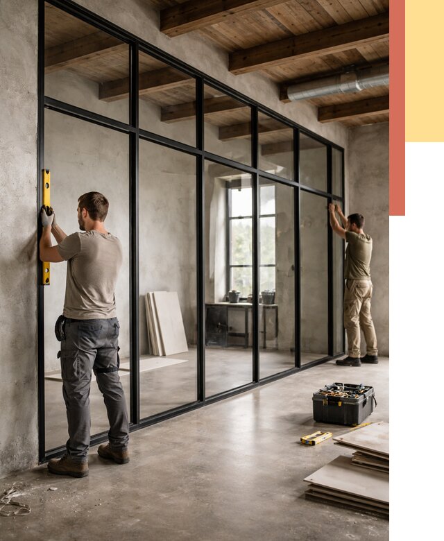 Стеклянные перегородки лофт в белебее от 10711 руб. под ключ | ОТДЕЛОЧНИК-Блб