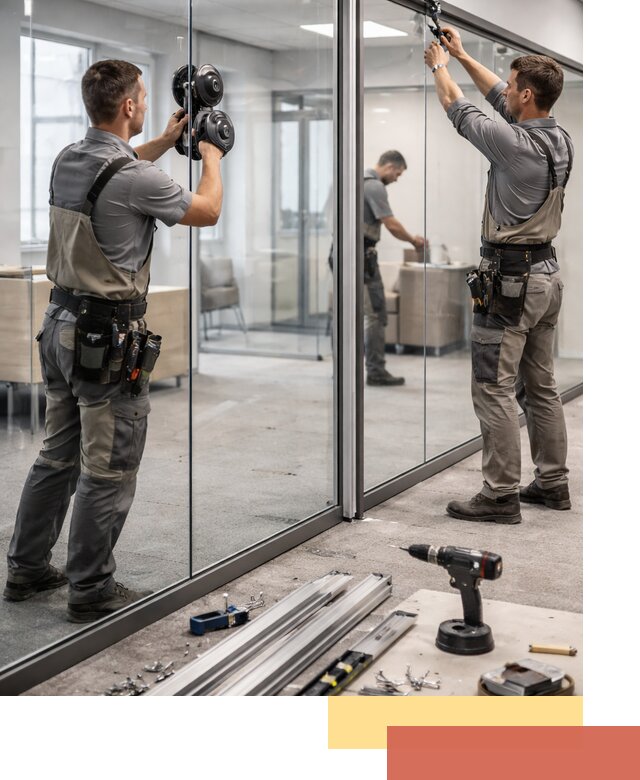 Стеклянные офисные перегородки под ключ в белебее