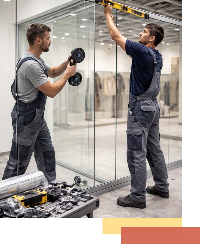 Стеклянные перегородки для магазинов в белебее — монтаж и установка