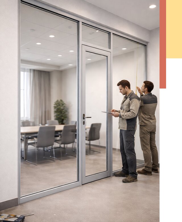 Установка и монтаж алюминиевых перегородок со стеклом в белебее от 8365 руб. | ОТДЕЛОЧНИК-Блб