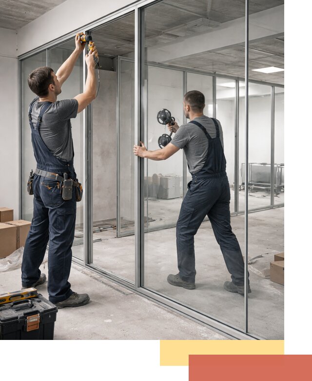 Алюминиевые перегородки со стеклом в белебее — изготовление и монтаж