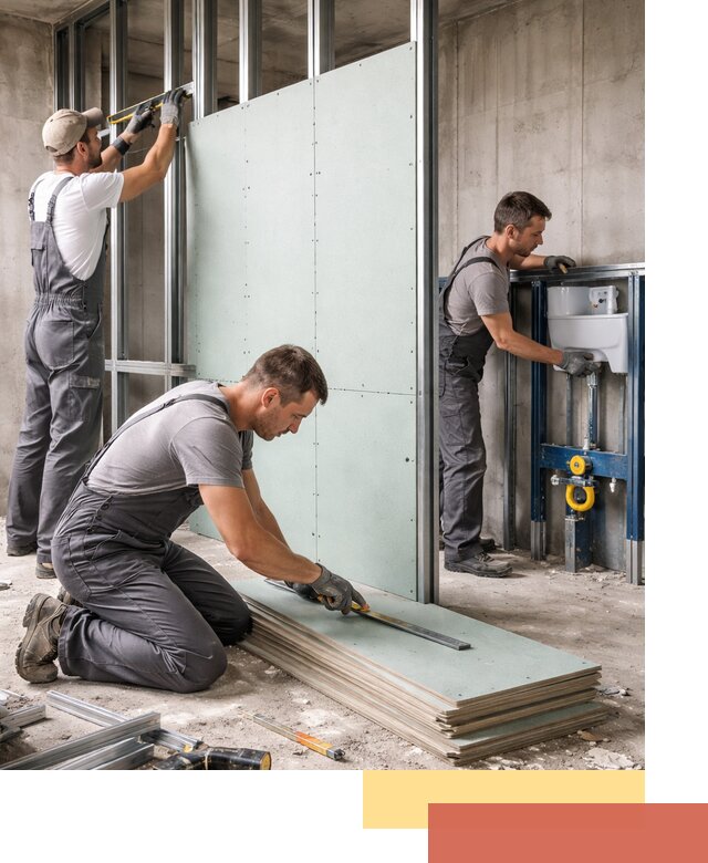 Монтаж и ремонт сантехнических перегородок в белебее