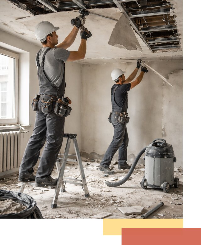 Демонтаж гипсокартонного потолка в белебее быстро и аккуратно