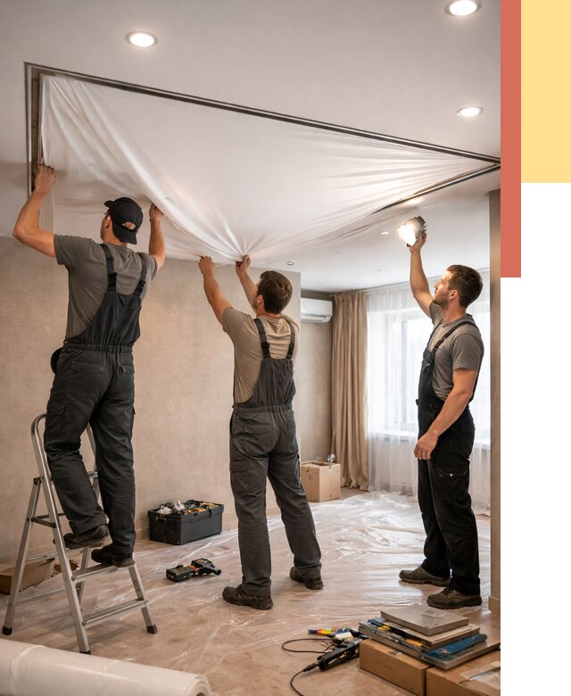 Монтаж ПВХ натяжного потолка в белебее от 3570 руб. под ключ | ОТДЕЛОЧНИК-Блб