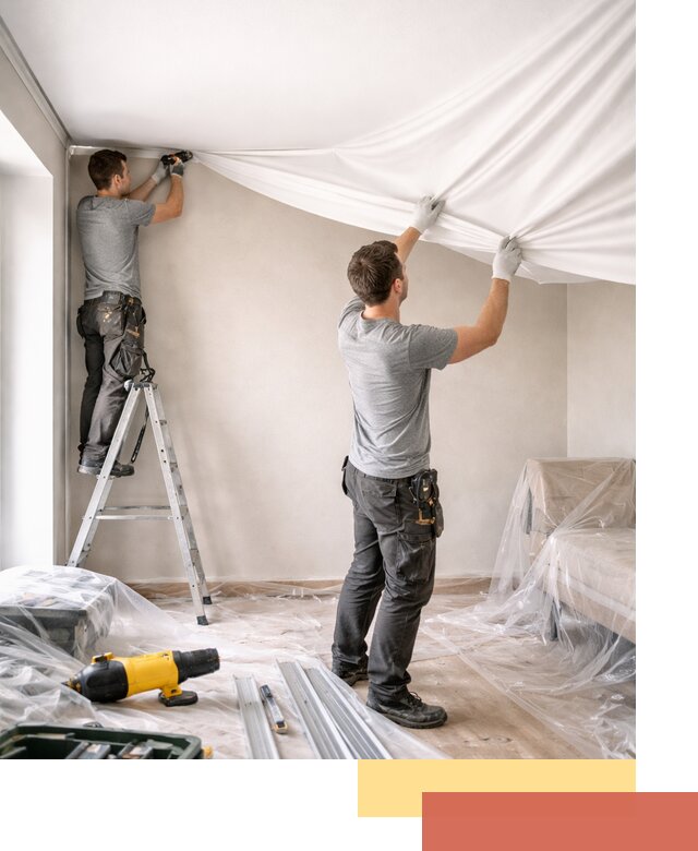 Монтаж тканевого натяжного потолка в белебее недорого и быстро