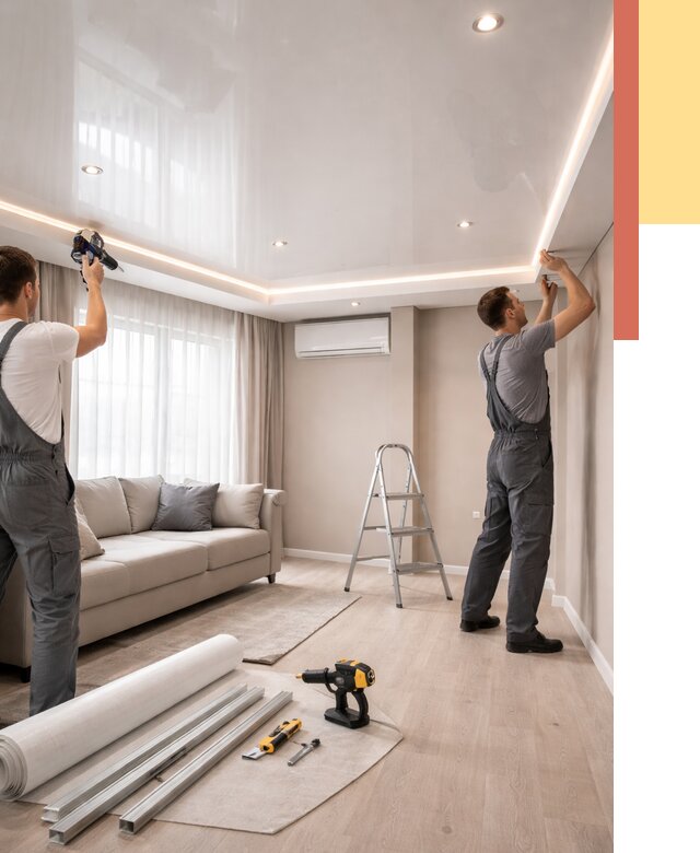 Монтаж глянцевого натяжного потолка в белебее от 765 руб. под ключ | ОТДЕЛОЧНИК-Блб