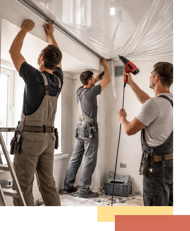 Монтаж глянцевого натяжного потолка в белебее быстро и качественно