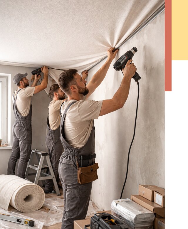 Монтаж фактурного натяжного потолка в белебее от 765 руб. — ОТДЕЛОЧНИК-Блб