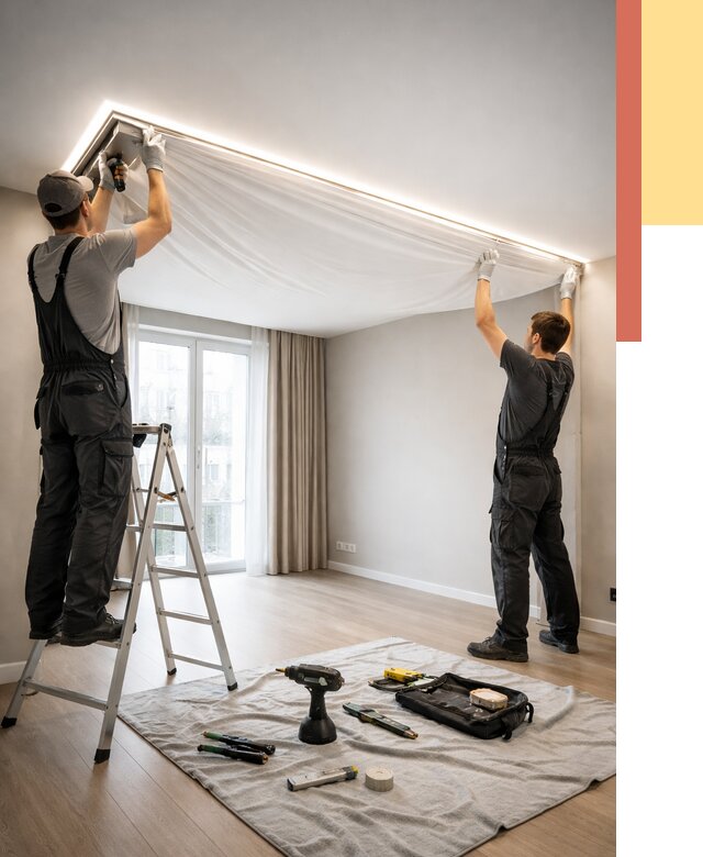 Монтаж парящего натяжного потолка в белебее от 4590 руб. быстро и недорого | ОТДЕЛОЧНИК-Блб