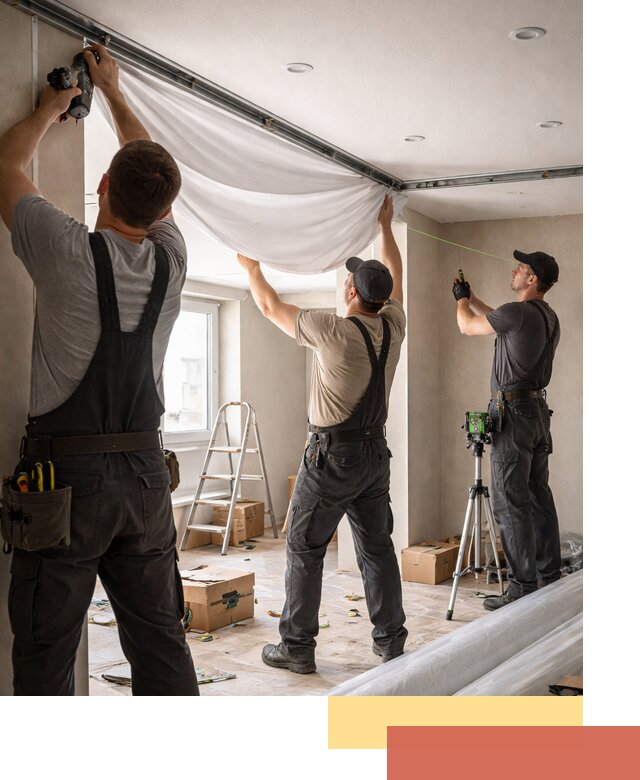 Монтаж парящего натяжного потолка под ключ в белебее