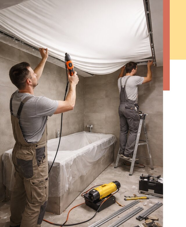 Монтаж натяжного потолка в ванной в белебее от 1224 руб. под ключ | ОТДЕЛОЧНИК-Блб