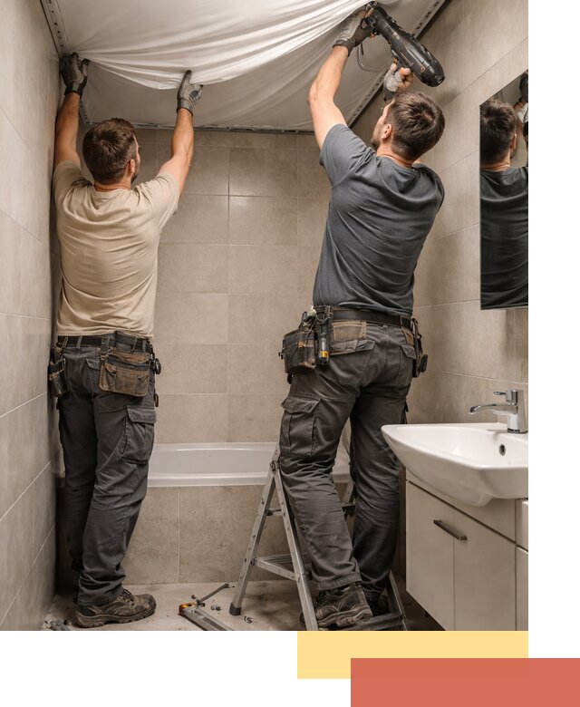 Монтаж натяжного потолка в ванной в белебее быстро и качественно