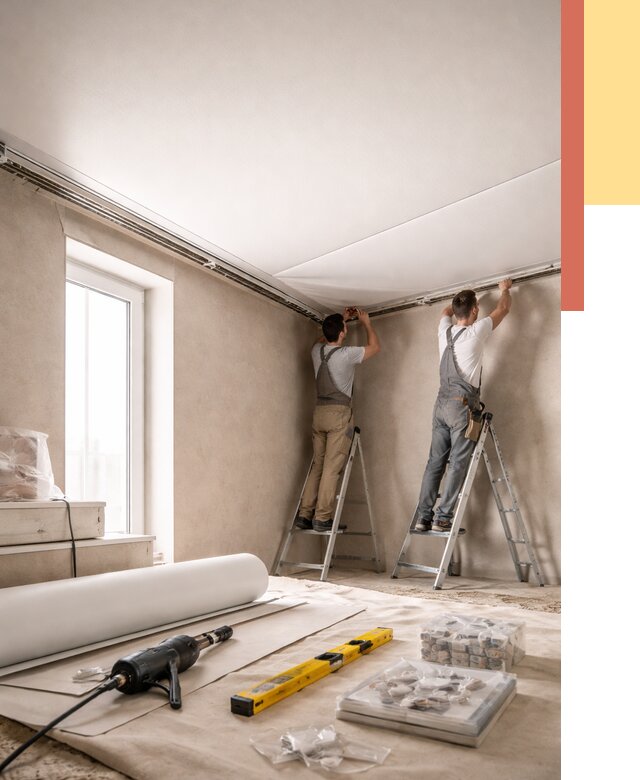 Монтаж натяжного потолка в спальне в белебее от 3876 руб. под ключ | ОТДЕЛОЧНИК-Блб