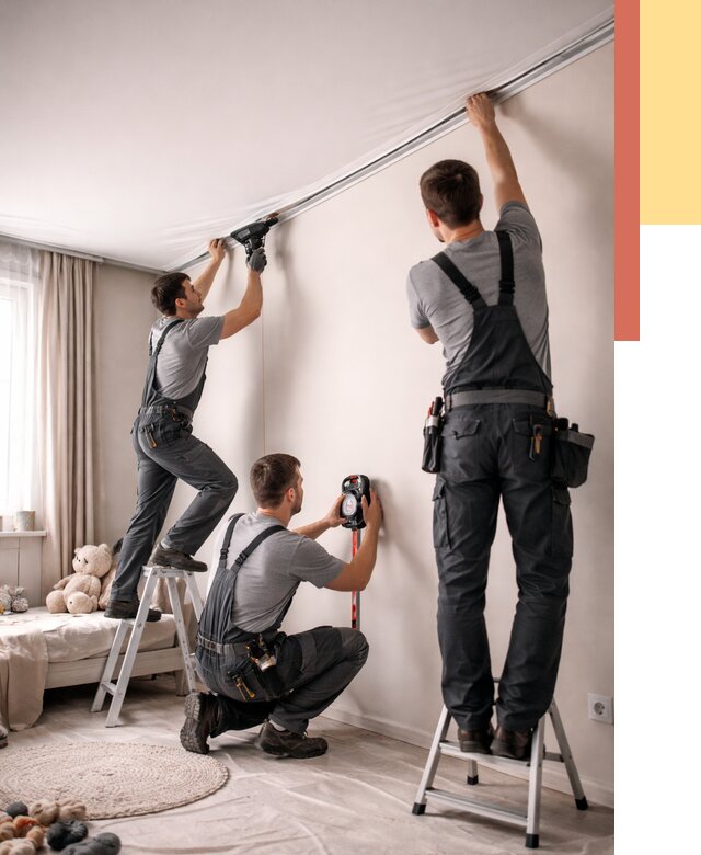 Монтаж натяжного потолка в детской в белебее от 3570 руб. — быстро и недорого | ОТДЕЛОЧНИК-Блб