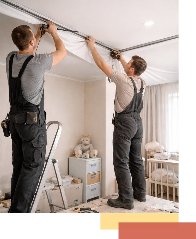 Монтаж натяжного потолка в детской комнате в белебее