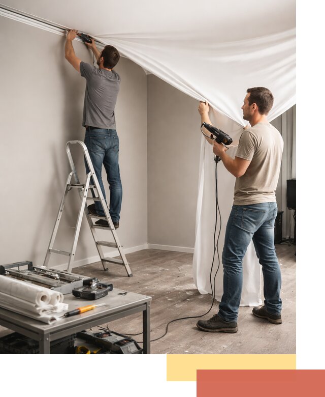 Монтаж натяжного потолка в студии в белебее