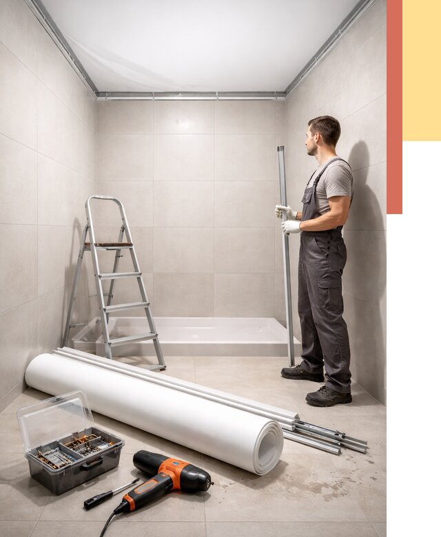 Монтаж натяжного потолка в санузле в белебее от 1887 руб. — ОТДЕЛОЧНИК-Блб